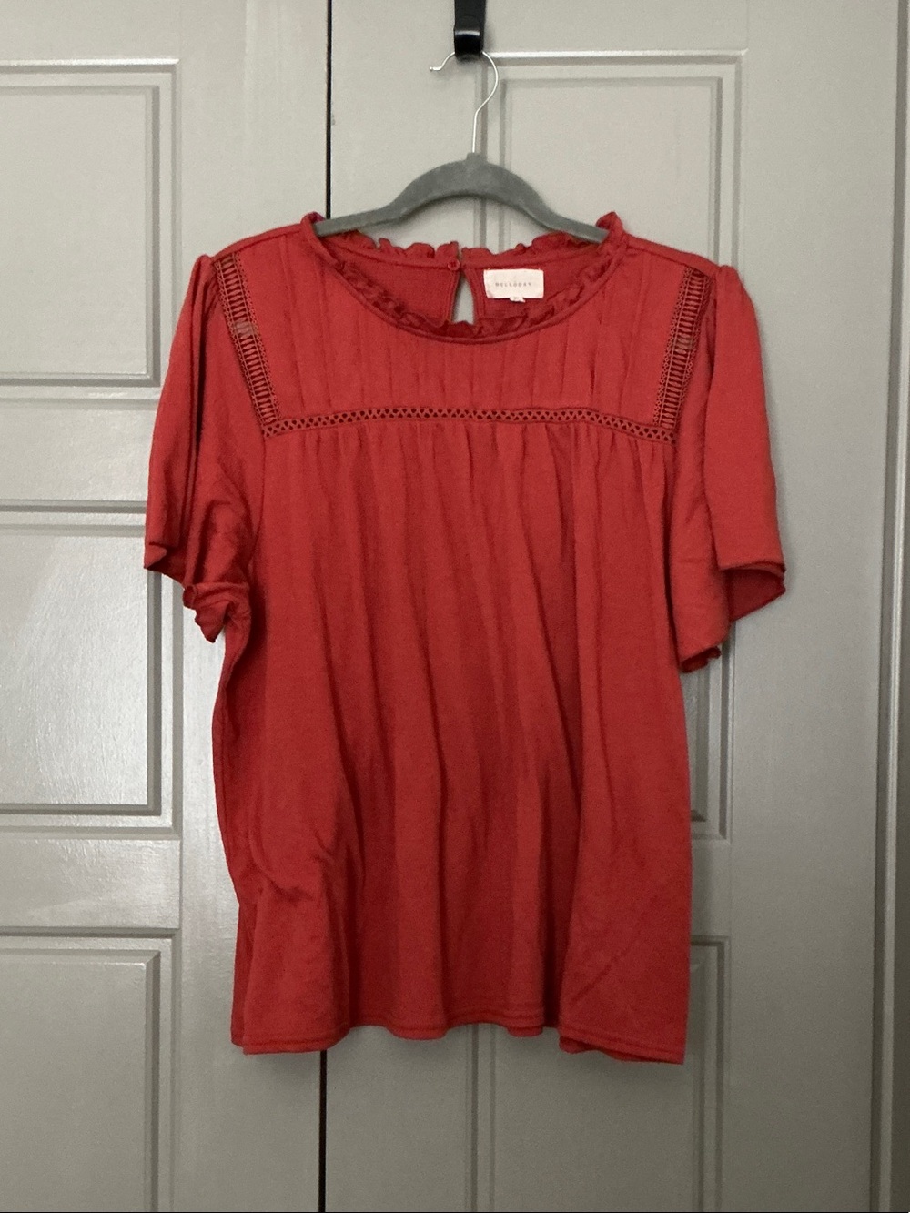 MELLODAY Orange Boho Peasant Blouse Size XL Like New Flowy Long Sleeve To